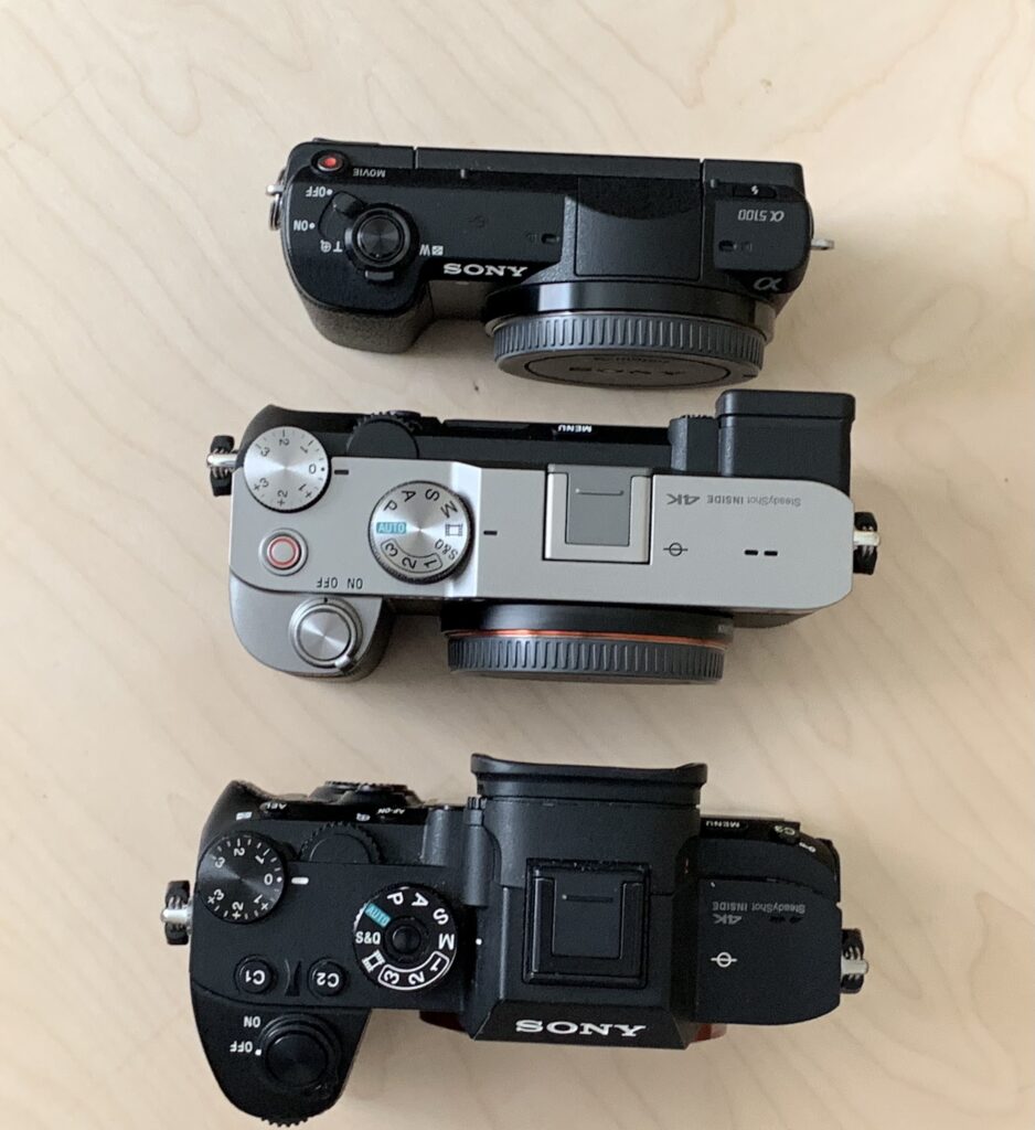 Sony A7c, a5100, and a7riii